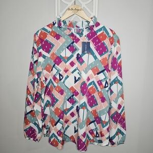 NWT Michelle McDowell Cameron Blouse XL On The Road Geometric